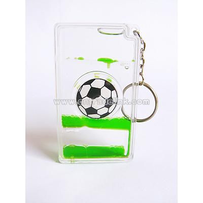 Card Shape Football Liquid Keychain