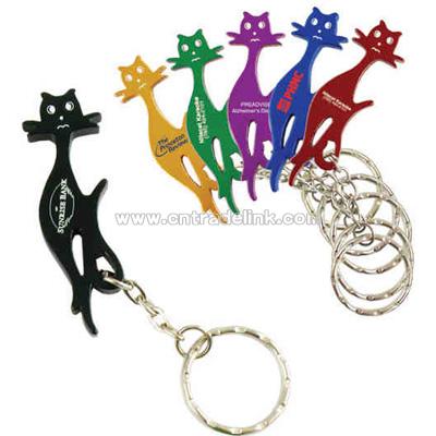 Cat shaped bottle opener with key chain