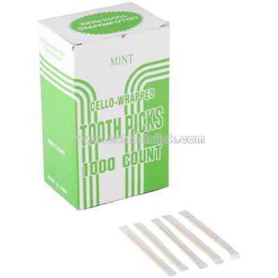 Cello wrapped mint flavored toothpicks 12 packs of 1000