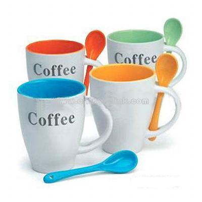 Ceramic Coffee Mug and Spoon