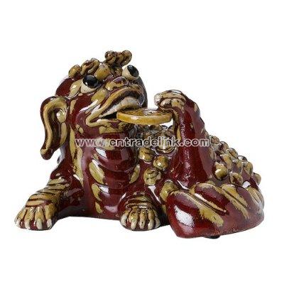 Ceramic Dragon Figure- Red/ Gold