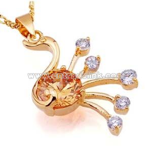 Champagne CZ Gold Plated Brass Pendant