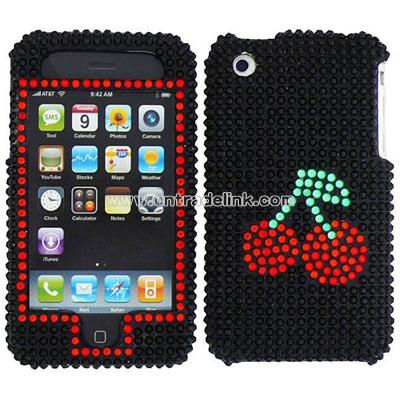 Cherry Design Rhinestone Protector Case for Apple iPhone 3G/ 3GS