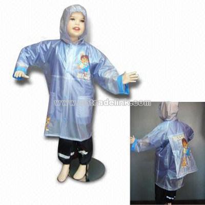 Children's PVC Raincoat with Rain Cover for School Bag