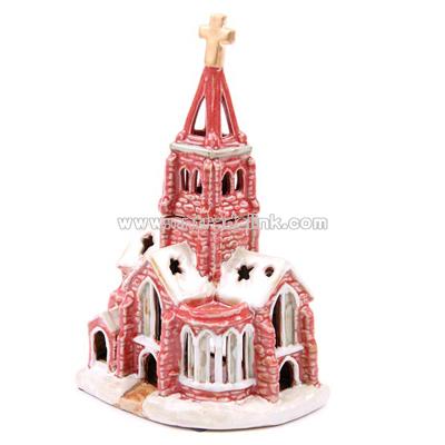 Christmas Church T-Lite Holder, with Removable Steeple