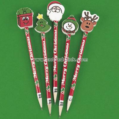 Christmas Pencils With Eraser Toppers