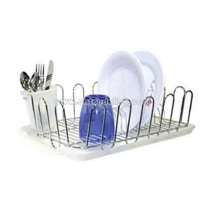 Chrome Dish Rack with Cup and Tray