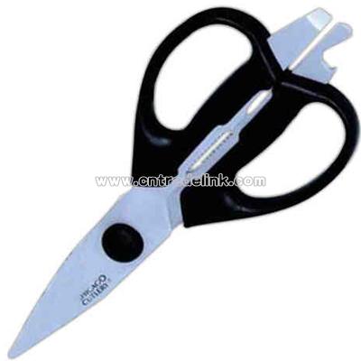 Clammed black kitchen scissors