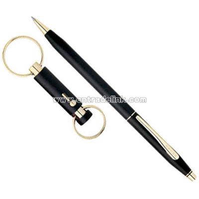 Classic Century (R) - Satin black finish ballpoint pen with key ring gift set
