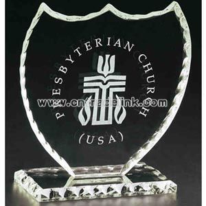 Clear crystal shield award