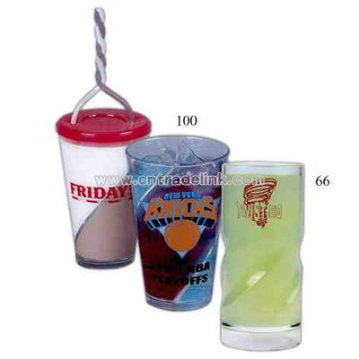 Clear molded plastic glass with straw