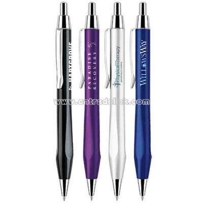 Click action ballpoint pen with triangular grip