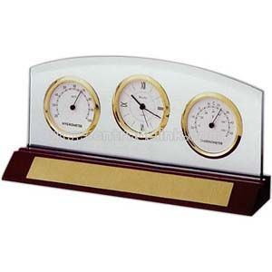 Clock with glass panel
