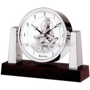 Clock with solid wood base