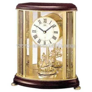 Clock with wooden case
