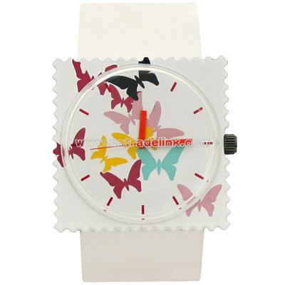 Colorful Butterfly Stamp Watch