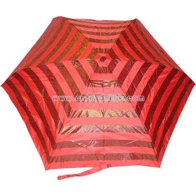 Compact Automatic Open & Close Glitter Stripe Umbrella