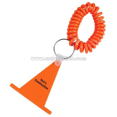 Construction Cone Keychain with Coil