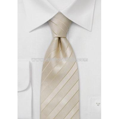 Cream colored striped silk tie