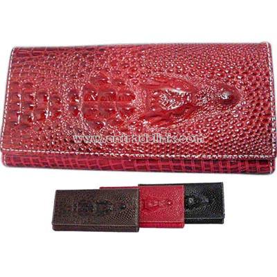 Crocodile motif faux leather clutch wallet