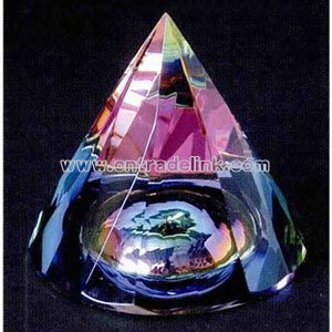 Crystal rainbow faceted cone paperweight