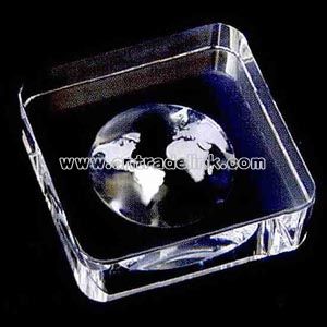 Crystal world paperweight