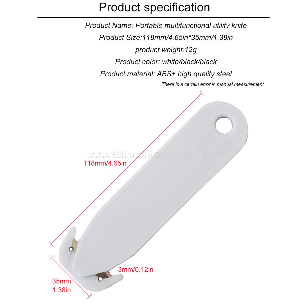 Custom white engraved open ended letter envelop opener plastic logo belt cutter
