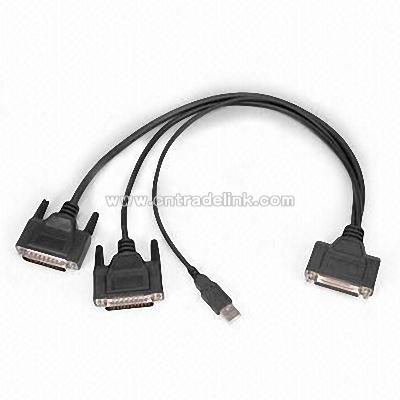 DB25F to DB25 x 2 + USBA M Cable