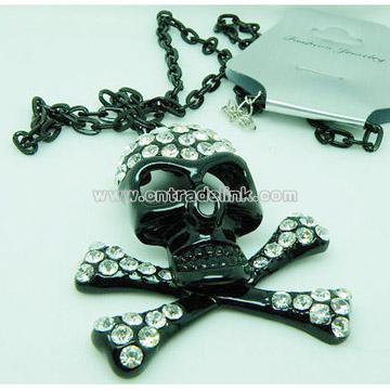 Death's-Head Charm Crystal Necklace