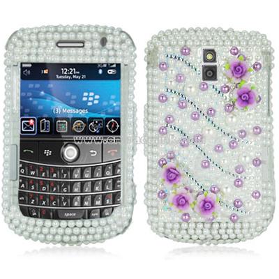 Decora Series Blackberry 9000 Crystal Case Purple Pearl Rose