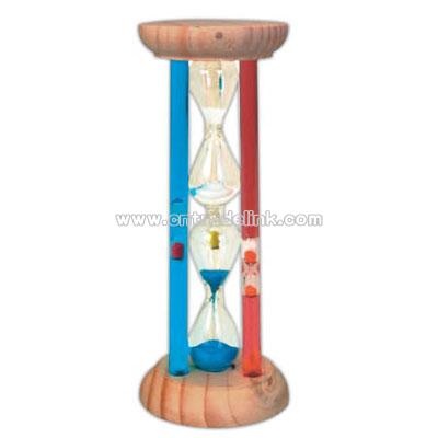 Deluxe circle shape wooden two level sand filled timer