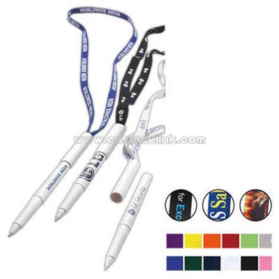 Deluxe tubular lanyard with pen attached