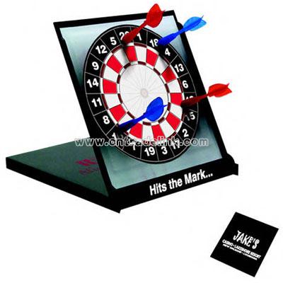 Desktop magnetic dart board with 4 darts and black case