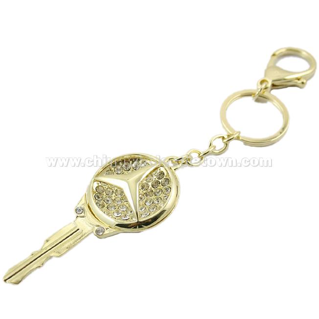 Diamond Key Shaped Benz Keychain