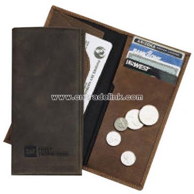 Distressed top grain leather travel wallet