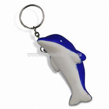 Dolphin-shaped PU Stress Ball With Keychain