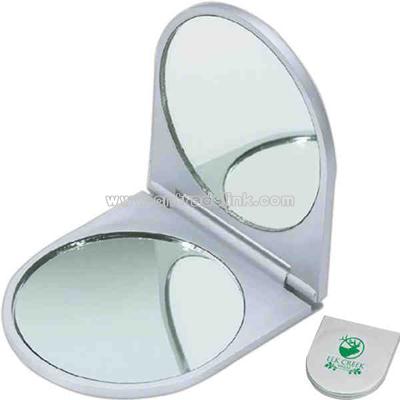 Double mirror with one standard mirror and one magnifying mirror.
