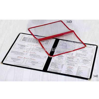 Double panel cafe style menu cover with plastic cover