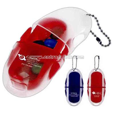 Double plastic pill case with keychain