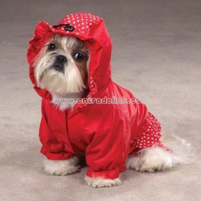 East Side Collection Polka Dots and Ruffles Small Red Raincoat