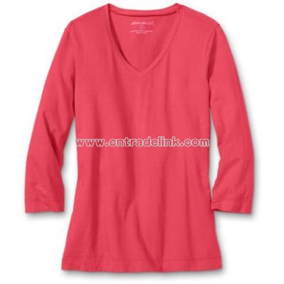 Easy Fit Jersey 3/4-Sleeve V-Neck Tee
