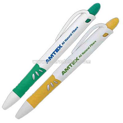 Eco Biodegradable corn plastic ballpoint pen with comfortable rubber