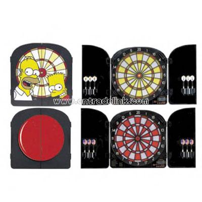Electronic dart board cabinet with molded doors