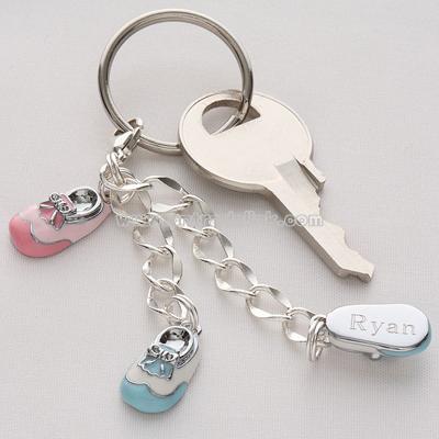 Engraved Baby Bootie Key Chain