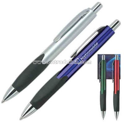 Eolian - Push action brass ball pen with rubberized grip