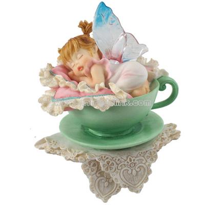 Fairy Teacup Shelf Sitter Figurine
