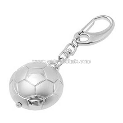 Fashion Jewelry Key Chain Mini Football Quartz Clock Watch - Silvery