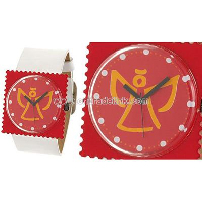 Faux Leather Band Stamp Face Ladies' Fashion Watch