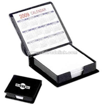 Faux leather memo holder with calendar on inside cover