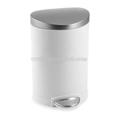 Fingerprint Proof White and Steel 6-Liter Semi-Round Step Can